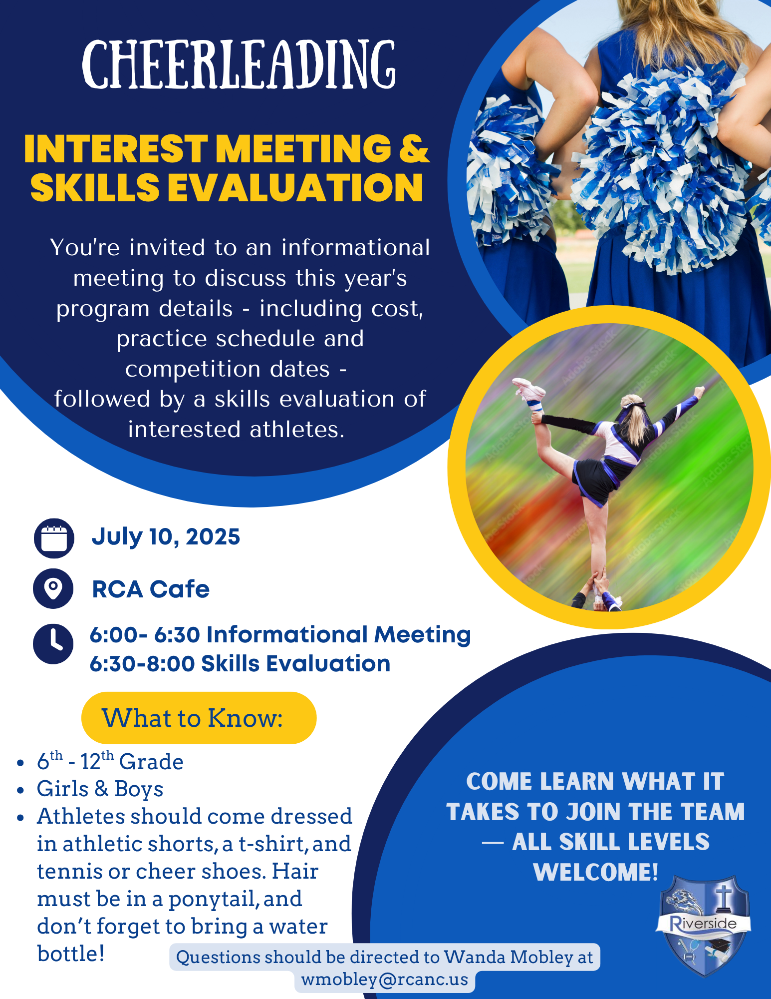 RCA Cheerleading Tryouts Flyer